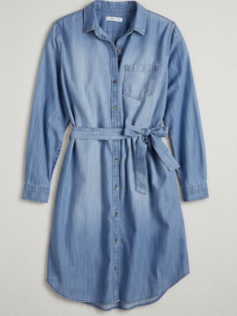 Sonoma Women's XL 100% Cotton Chambray Belted Midi Shirt Dress